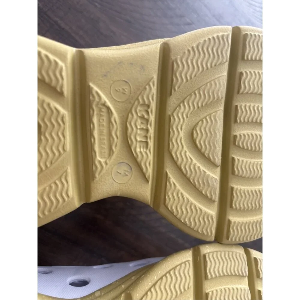 White Slip-On Ventilated Men's Loafers with Gold Sole